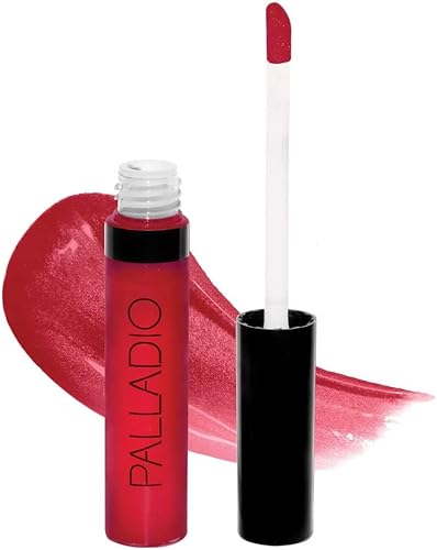 Palladio Ruby Red Lip Gloss, Non-Sticky, Moisturizing with Vitamin E & Aloe