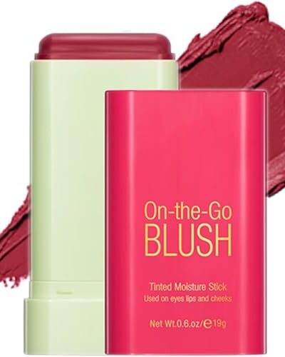 Mysense Red Cream Blush Stick - Multi-use Hot Red Blush for Cheeks, Lips, Eyes, Waterproof & Long-Lasting