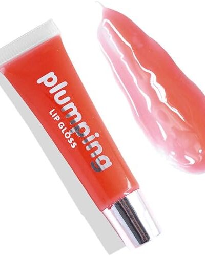 MAEPEOR Plumping Lipgloss 9 Colors Moisturizing Lip Plumper Shiny Jelly Lip Gloss Coral Red Shine