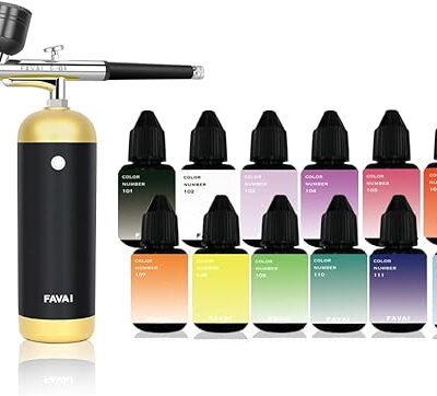 Favai Airbrush Nail Arts System Kit with 12 Colors Gel Polish