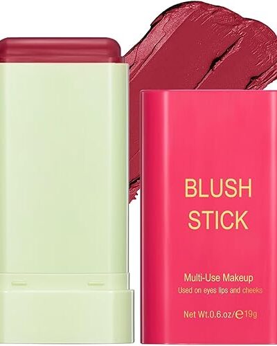 Waterproof Blush Stick, Natural Nude Makeup for Eyes, Lips, Cheeks, 2# Hot Red