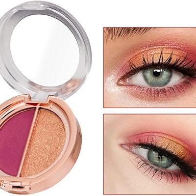Double Colour Eye Shadow Palette, Waterproof, Matte & Shimmer Finish, Plum Red 02#