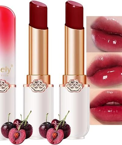 Magic Lipstick Color Changing 2Pcs Set Black Red Cherry Tinted Lip Balm Gloss Stain
