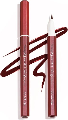 Liquid Eyeliner Wine Red - Long Lasting, Fast Drying Colored Eye Liner with Felt Tip Applicator