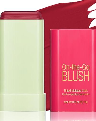"Long Lasting Cream Blush Stick, Matte Waterproof Cheek Tint #02 Hot Red"