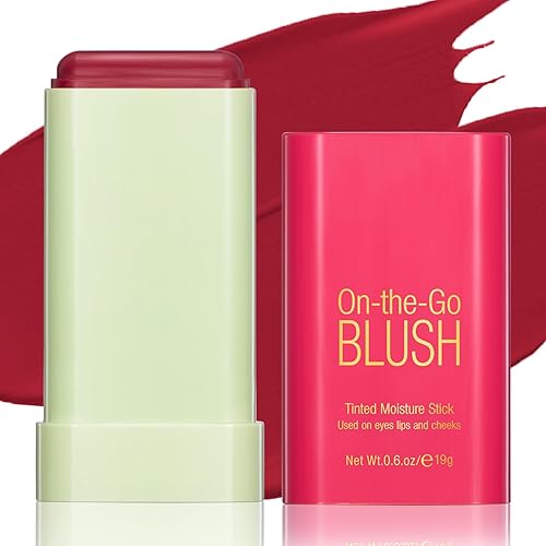 "Long Lasting Cream Blush Stick, Matte Waterproof Cheek Tint #02 Hot Red"