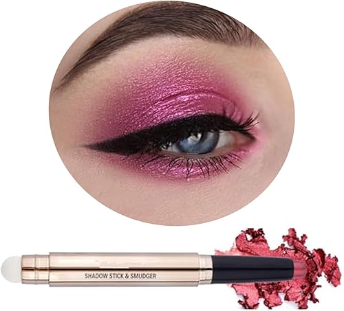 2 in 1 Rose Red Cream Eyeshadow Stick for Eye Makeup Shimmer Eyeshadow Pencil & Eyeliner Waterproof Long Lasting