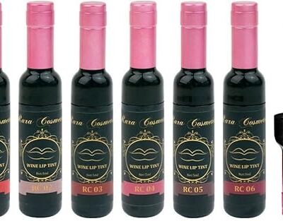 Multi Color Organic Wine Lip Tint Set, 6 Colors Lip Gloss & Lip Makeup Gift Sets for Women & Girls, 24Hr Waterproof