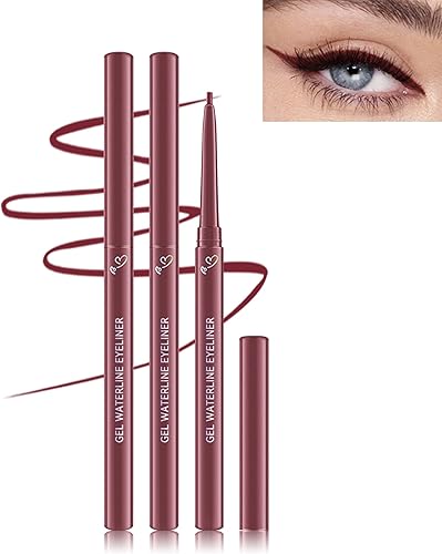 Waterproof Eyeliner Pen, Burgundy Gel Liner, Long Lasting, Smudge-Proof, Matte Cream, Eye Makeup, High Pigment, Women.