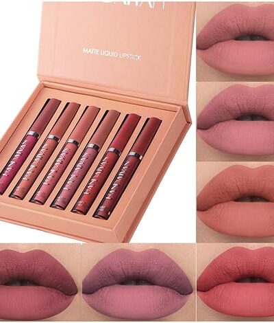 Matte Liquid Lipstick Set 6Pcs Long Lasting Waterproof Non-Stick Lip Gloss Makeup