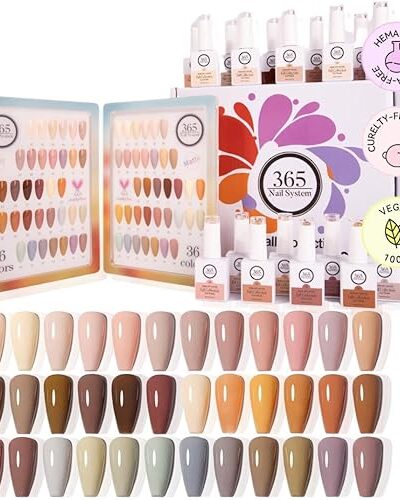 36PCS Gel Polish Set - Nude Neutral Fall Winter Colors UV LED Soak Off Nail Polish