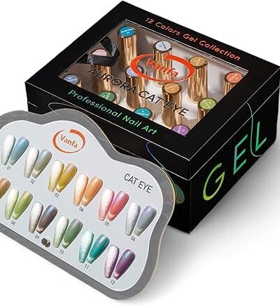 Aurora Gel Nail Polish Cat Eye Set 12 Colors + Color Chart Soak Off