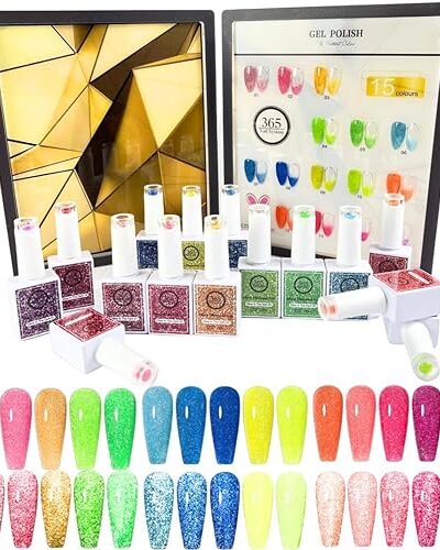 Glow in Dark Reflective Glitter Gel Polish 15ml Neon Disco Soak Off Gel