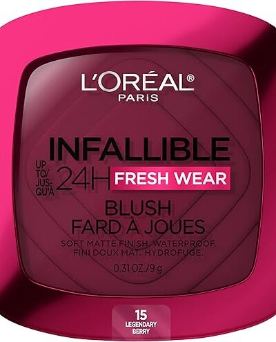 L'Oreal Paris Infallible Soft Matte Blush, Legendary Berry, 0.31 Oz, Long-Lasting, Waterproof