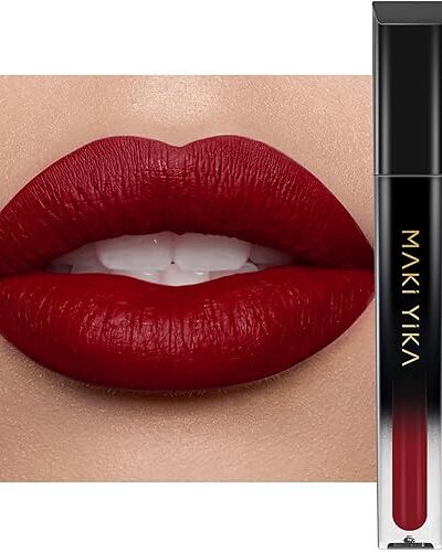 Dark Red Matte Lipstick, Long Lasting, Smudge-Proof, Cruelty-Free