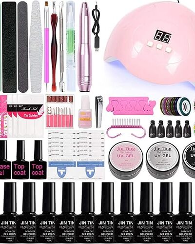 Gel Nail Polish Starter Kit with UV Lamp & Nail Drill Tools