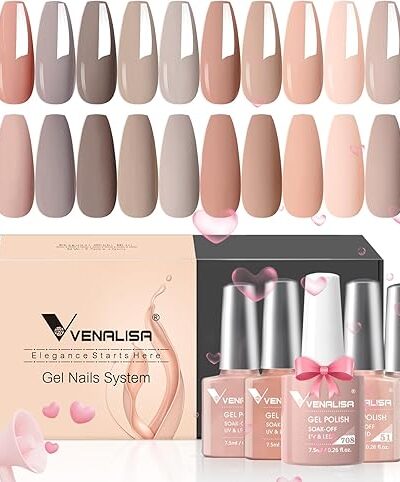 VENALISA VIP5 + 12Pcs Nude Gel Nail Polish Set