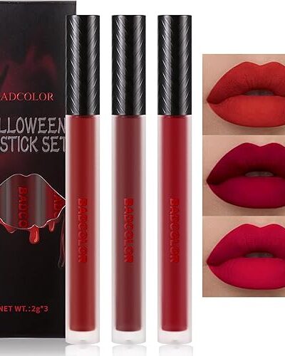 Red Matte Liquid Lipstick Set, Long Lasting Lip Stain, Waterproof Lip Tint for Women, Vampy Makeup