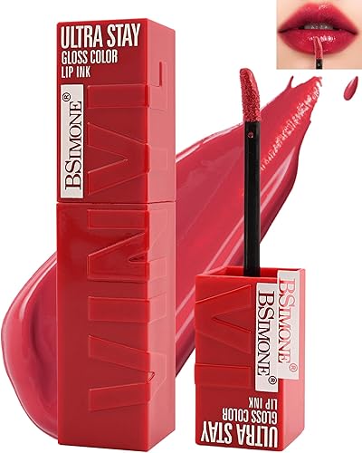 Long Lasting Waterproof Liquid Lipstick, Ruby Red Lip Gloss, High Pigmented Lip Color