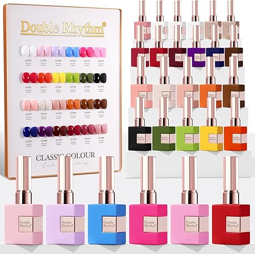 Double Rhythm 28Pcs Gel Nail Polish Set Red Pink Collection T24-4