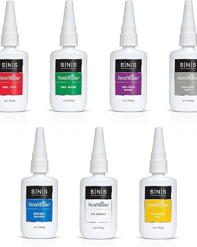 SenShine Base Coat Nail Polish 7 Pack Refill Bottles Long Lasting 2 FL OZ