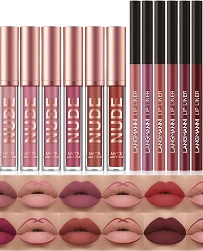 Beauty Glazed 12pcs Lipstick Set, Matte Liquid Lipsticks & Lip Liners, Waterproof Long Lasting Makeup Kit