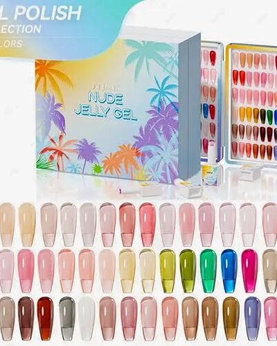 Vibrant 48 Colors Transparent Jelly Gel Polish Set with Display Book