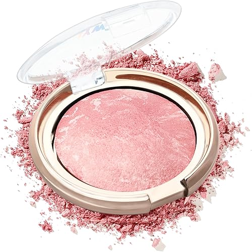 Baked Blush Palette - Marbleized Powder Blush, Eyeshadow & Highlight for Lightweight Shimmery Face Makeup