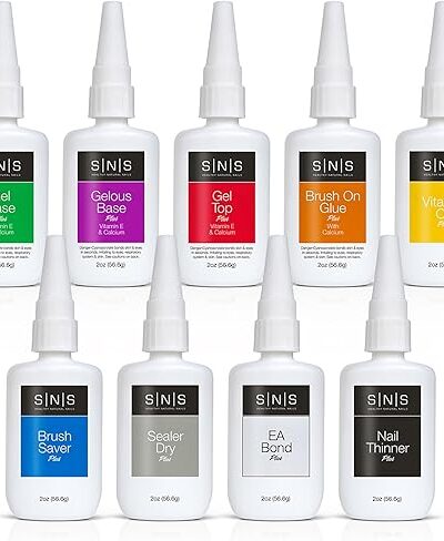 SNS Base Coat Nail Polish 9 Pack Refill Bottles - Long Lasting Strengthener