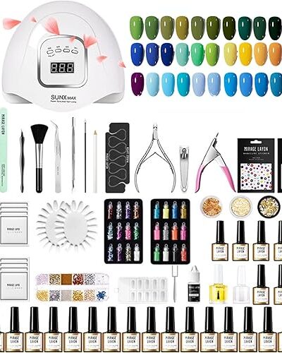Gel Nail Polish Kit with 35 Colors & 150W LED Dryer Lamp, DIY Manicure Set