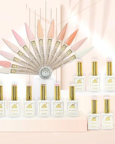ATN Gel Polish Set - 12 Nude Colors Long-Lasting High-Gloss Finish
