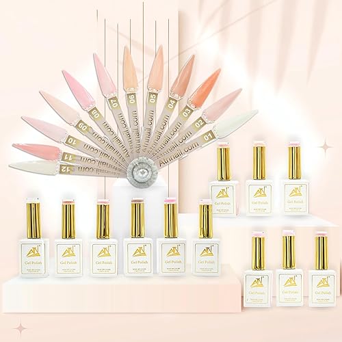 ATN Gel Polish Set - 12 Nude Colors Long-Lasting High-Gloss Finish