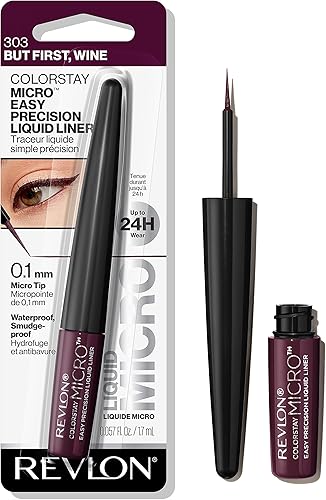 Revlon ColorStay Micro Easy Precision Liquid Eyeliner, 303 But First, Wine, Waterproof, 0.057 fl oz